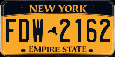 NY license plate FDW2162