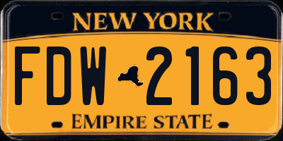 NY license plate FDW2163