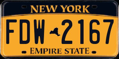 NY license plate FDW2167
