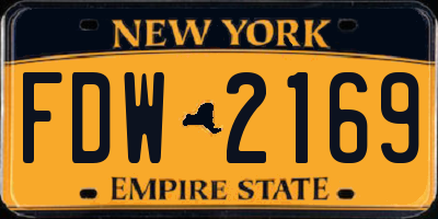 NY license plate FDW2169
