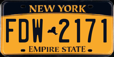 NY license plate FDW2171