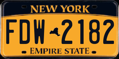 NY license plate FDW2182