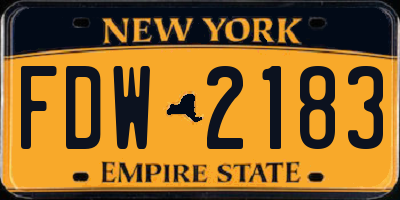 NY license plate FDW2183