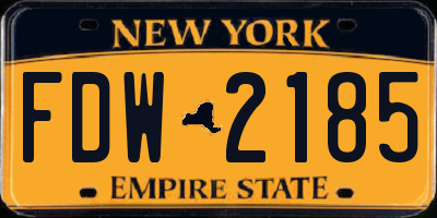 NY license plate FDW2185