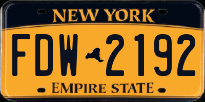 NY license plate FDW2192