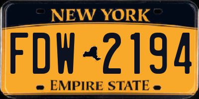 NY license plate FDW2194