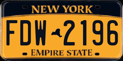 NY license plate FDW2196
