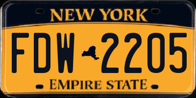 NY license plate FDW2205