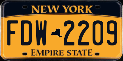 NY license plate FDW2209