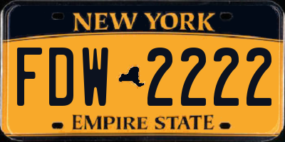 NY license plate FDW2222