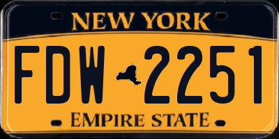 NY license plate FDW2251