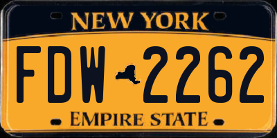 NY license plate FDW2262
