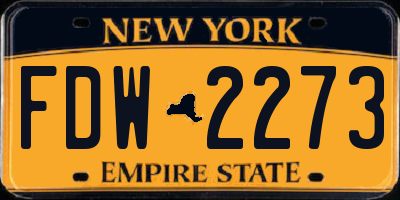 NY license plate FDW2273