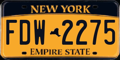 NY license plate FDW2275