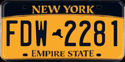 NY license plate FDW2281