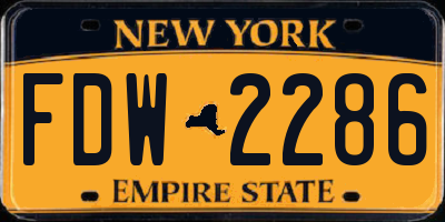 NY license plate FDW2286