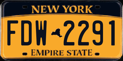 NY license plate FDW2291