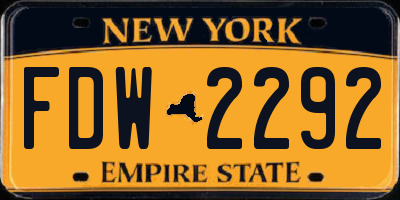 NY license plate FDW2292