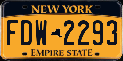 NY license plate FDW2293