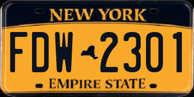 NY license plate FDW2301