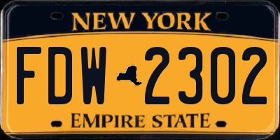 NY license plate FDW2302