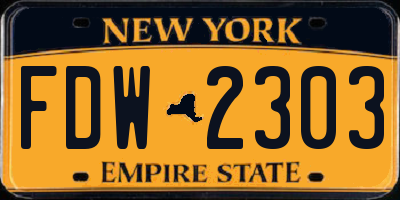NY license plate FDW2303
