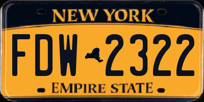 NY license plate FDW2322