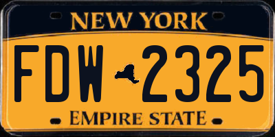 NY license plate FDW2325