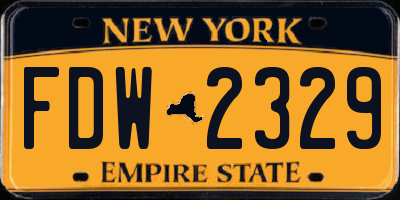 NY license plate FDW2329