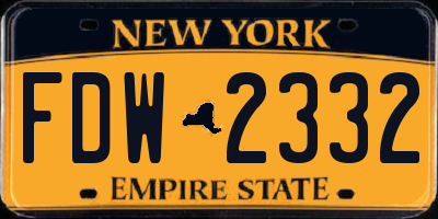 NY license plate FDW2332