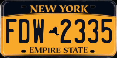 NY license plate FDW2335