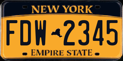 NY license plate FDW2345