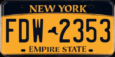 NY license plate FDW2353