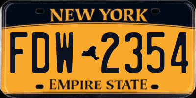NY license plate FDW2354