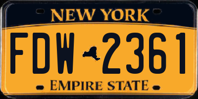 NY license plate FDW2361