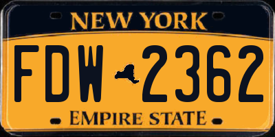 NY license plate FDW2362