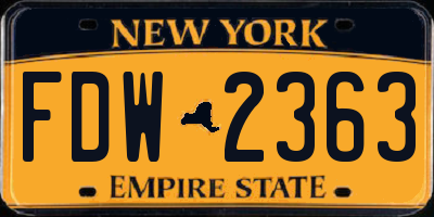 NY license plate FDW2363