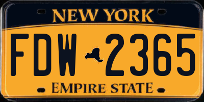 NY license plate FDW2365