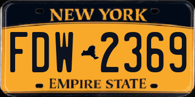 NY license plate FDW2369