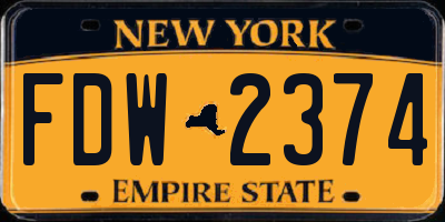 NY license plate FDW2374