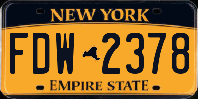 NY license plate FDW2378