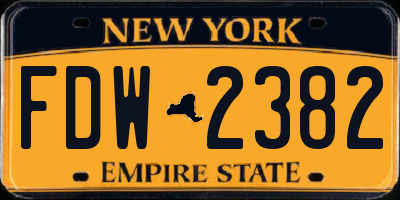 NY license plate FDW2382