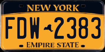 NY license plate FDW2383