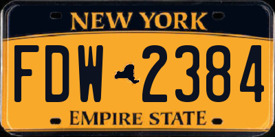 NY license plate FDW2384