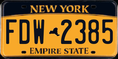 NY license plate FDW2385
