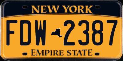 NY license plate FDW2387