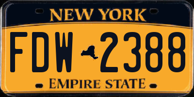 NY license plate FDW2388