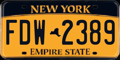 NY license plate FDW2389