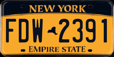 NY license plate FDW2391