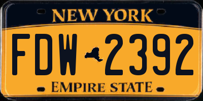 NY license plate FDW2392